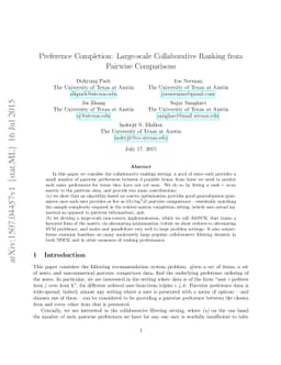 Preference Completion: Large-scale Collaborative Ranking from Pairwise
  Comparisons