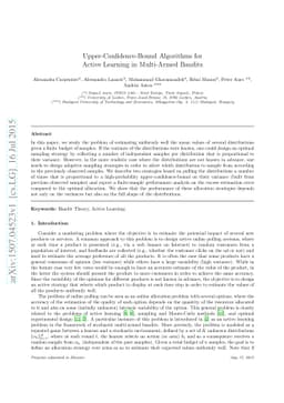 Upper-Confidence-Bound Algorithms for Active Learning in Multi-Armed
  Bandits
