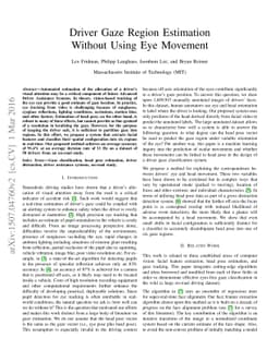 Driver Gaze Region Estimation Without Using Eye Movement