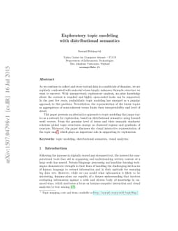 Exploratory topic modeling with distributional semantics