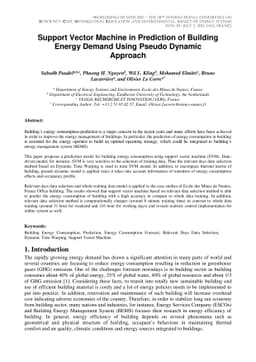 Support Vector Machine in Prediction of Building Energy Demand Using
  Pseudo Dynamic Approach