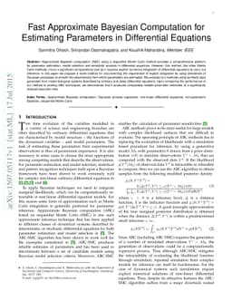 Fast Approximate Bayesian Computation for Estimating Parameters in
  Differential Equations
