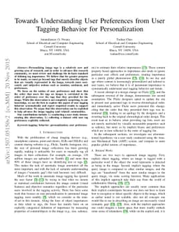 Towards Understanding User Preferences from User Tagging Behavior for
  Personalization