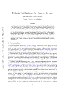 Uniformly Valid Confidence Sets Based on the Lasso
