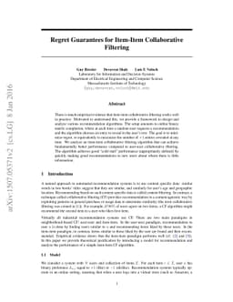 Regret Guarantees for Item-Item Collaborative Filtering