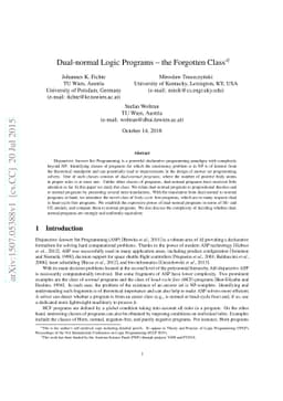 Dual-normal Logic Programs - the Forgotten Class