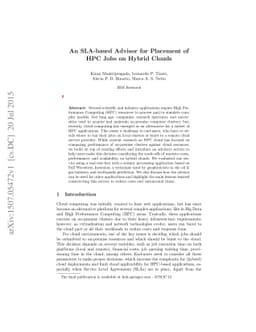 An SLA-based Advisor for Placement of HPC Jobs on Hybrid Clouds