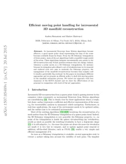 Efficient moving point handling for incremental 3D manifold
  reconstruction