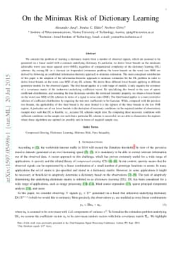 On the Minimax Risk of Dictionary Learning