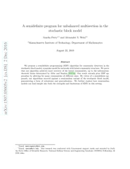 A semidefinite program for unbalanced multisection in the stochastic
  block model