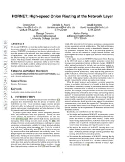 HORNET: High-speed Onion Routing at the Network Layer