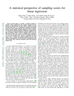 A statistical perspective of sampling scores for linear regression