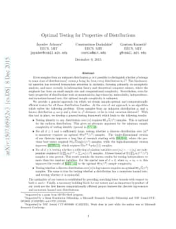 Optimal Testing for Properties of Distributions