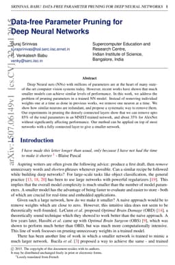Data-free parameter pruning for Deep Neural Networks