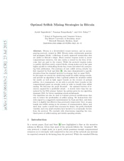 Optimal Selfish Mining Strategies in Bitcoin