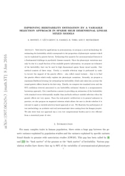 Improving heritability estimation by a variable selection approach in
  sparse high dimensional linear mixed models