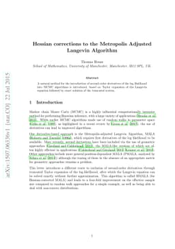 Hessian corrections to the Metropolis Adjusted Langevin Algorithm