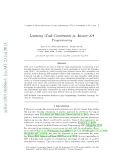 Learning Weak Constraints in Answer Set Programming