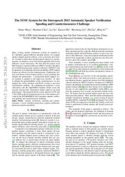 The SYSU System for the Interspeech 2015 Automatic Speaker Verification
  Spoofing and Countermeasures Challenge