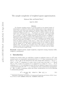 The sample complexity of weighted sparse approximation