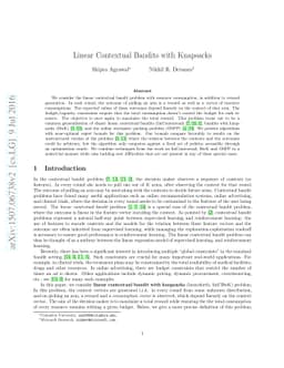 Linear Contextual Bandits with Knapsacks