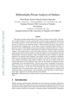 Differentially Private Analysis of Outliers