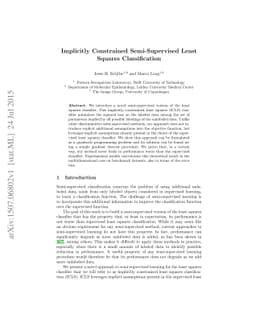 Implicitly Constrained Semi-Supervised Least Squares Classification