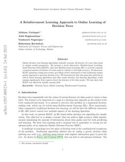 A Reinforcement Learning Approach to Online Learning of Decision Trees