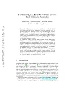Rowhammer.js: A Remote Software-Induced Fault Attack in JavaScript