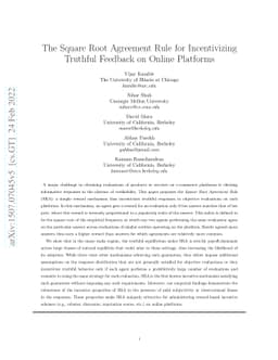 The Square Root Agreement Rule for Incentivizing Truthful Feedback on
  Online Platforms