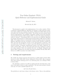 True Online Emphatic TD($λ$): Quick Reference and Implementation
  Guide