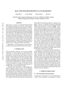 Real-time 2D/3D Registration via CNN Regression