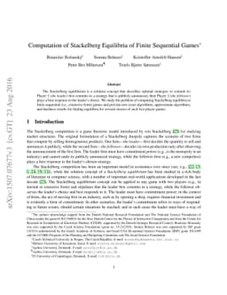 Computation of Stackelberg Equilibria of Finite Sequential Games