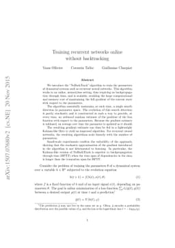 Training recurrent networks online without backtracking