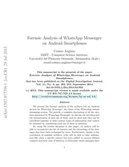 Forensic Analysis of WhatsApp Messenger on Android Smartphones