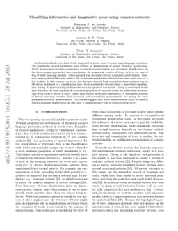 Classifying informative and imaginative prose using complex networks
