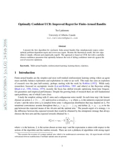 Optimally Confident UCB: Improved Regret for Finite-Armed Bandits