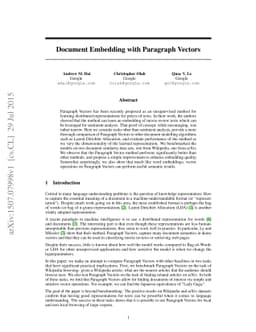 Document Embedding with Paragraph Vectors