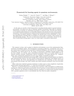 Framework for learning agents in quantum environments