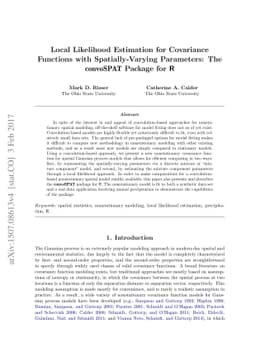 Local likelihood estimation for covariance functions with
  spatially-varying parameters: the convoSPAT package for R