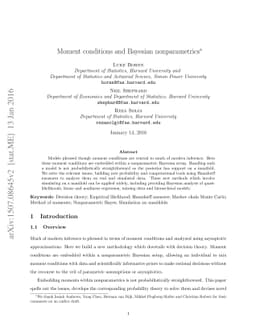Moment conditions and Bayesian nonparametrics