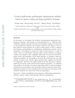 A novel multivariate performance optimization method based on sparse
  coding and hyper-predictor learning