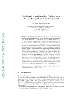 Distributed Algorithms for Finding Local Clusters Using Heat Kernel
  Pagerank