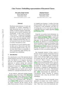 Class Vectors: Embedding representation of Document Classes