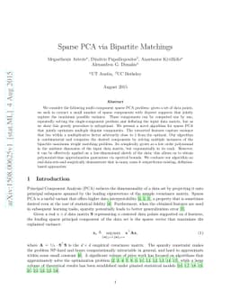 Sparse PCA via Bipartite Matchings