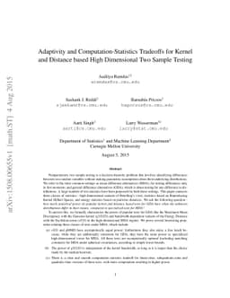 Adaptivity and Computation-Statistics Tradeoffs for Kernel and Distance
  based High Dimensional Two Sample Testing