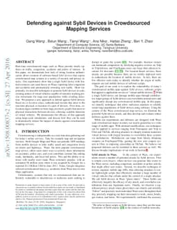 Defending against Sybil Devices in Crowdsourced Mapping Services