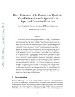 Direct Estimation of the Derivative of Quadratic Mutual Information with
  Application in Supervised Dimension Reduction