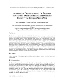 Automatic classification of bengali sentences based on sense definitions
  present in bengali wordnet
