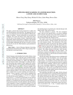 Applying Deep Learning to Answer Selection: A Study and An Open Task